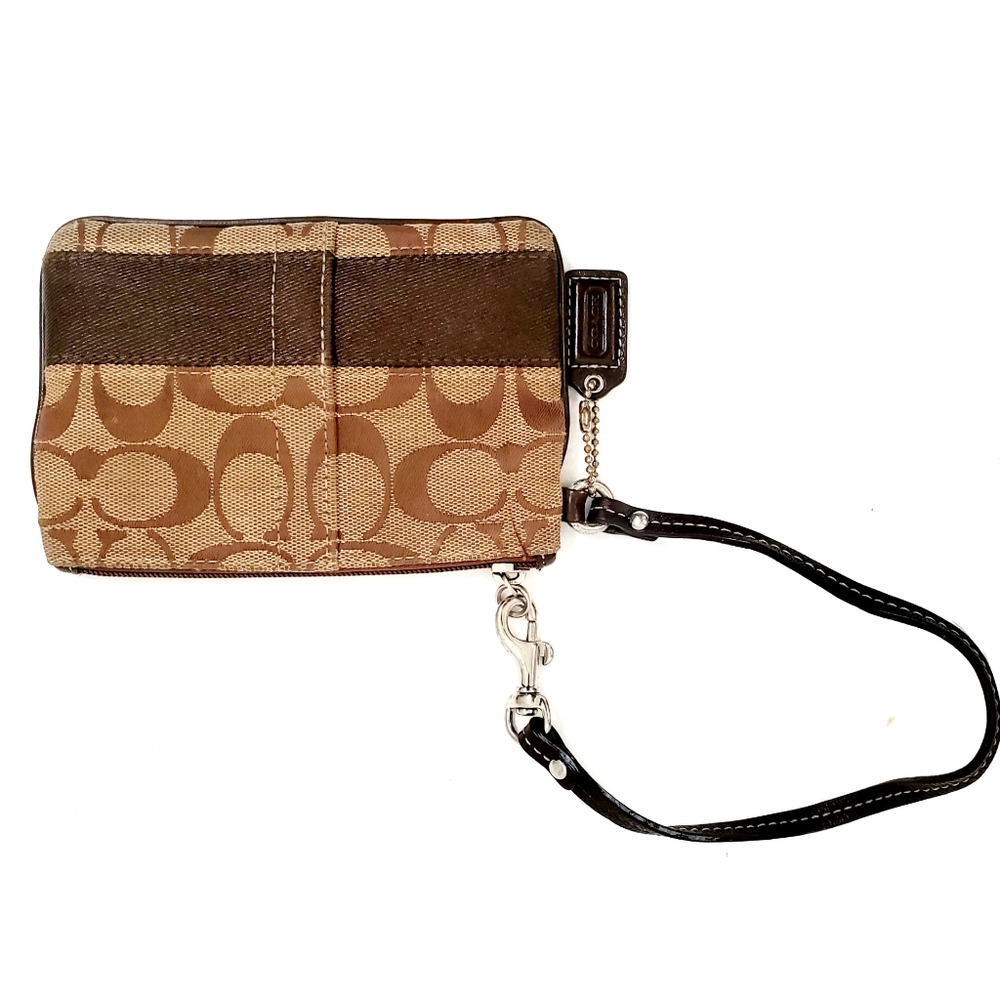 Coach Brown Signature Wristlet